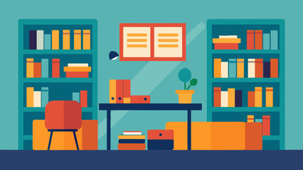 Fototapeta premium cozy library style office floor ceiling shelves