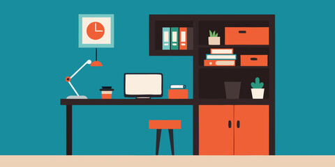 Fototapeta premium minimalist home office wall mounted desk