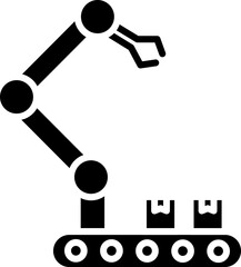 Automation Industry Glyph, Automation Industry Icon – Smart Manufacturing, Robotics, Industrial Process Automation

