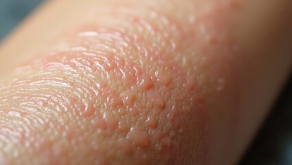 Fototapeta premium Piel humana con arrugas profundas prominentes y líneas finas grabadas en la superficie, causadas por una deshidratación crónica severa