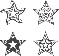 Hand drawn star vector icon illustration, simple black and white line art, minimalist celestial symbol, clean decorative design for night sky, astronomy, and holiday projects