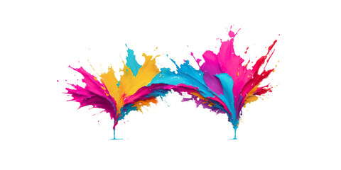 Color Splash Explosion Abstract Paint Art on Transparent Background. Colored cloud. Colorful dust explode. Paint Holi. colorful rainbow Holi paint color powder explosion with bright colors isolated.