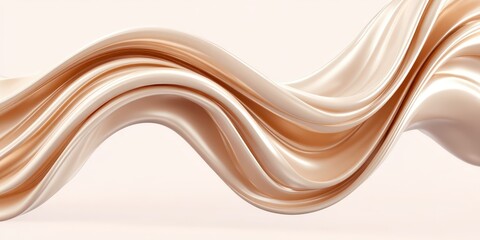 Obraz premium Fluid abstract design with beige and gold flowing wave-like patterns