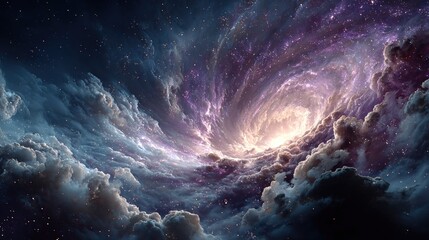 Cosmic vortex within swirling nebula clouds