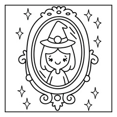 Halloween Vibes Coloring Page – Spooky and Cute Halloween-Themed Printable for Adults and Kids, Haunted House, Pumpkins, Ghosts, and Bats Line Art