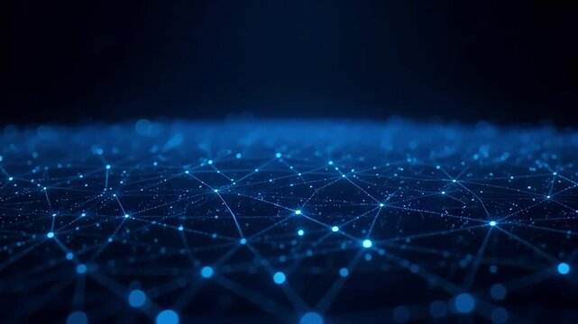 Blue network connection abstract background technology with digital data science 3d render