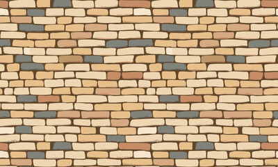 Obraz premium Hand-drawn brick wall seamless pattern, Rustic stone masonry texture background