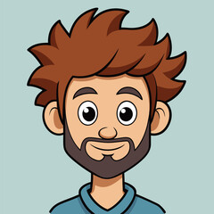 Cartoon man with brown hair and beard
