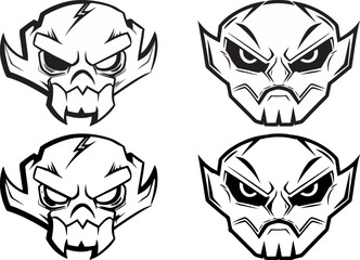 Obraz premium Expressive Cartoon Skulls Collection with Bold Edges