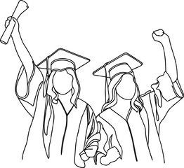 single oneline drawing two the best friends celebration eps on white background