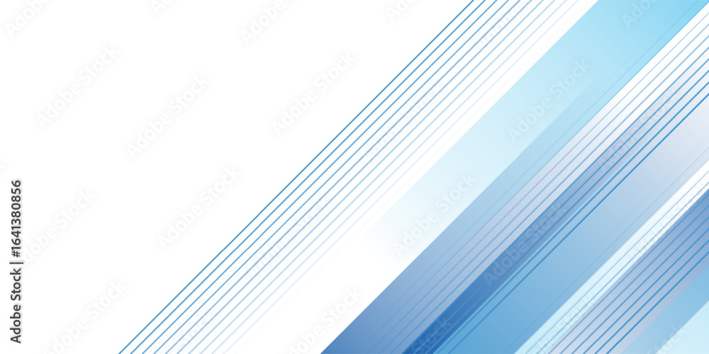 Poster vector blue abstract geometric background with gradient rectangle and line stripes on white backgrou