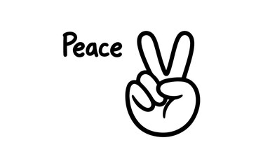 Obraz premium Peace hand gesture and word isolated on transparent background