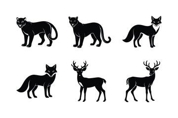 USA Popular Animals vector silhouette illustration 