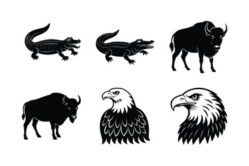 USA Popular Animals vector silhouette illustration 