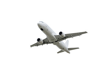 Obraz premium Commercial airplane flying upwards isolated on transparent background