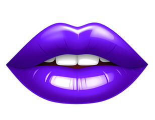 Obraz premium Bold Purple Lips Vector with Matte Finish and Clean Edges, Minimalist Style, Transparent Background PNG