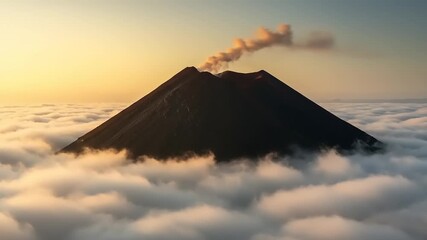 Volcano above a sea of clouds at sunrise - Powered by Adobe