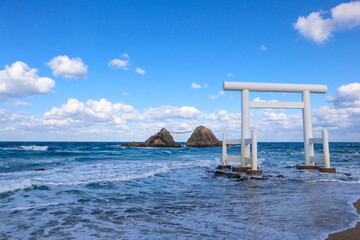 Sakurai Shrine Futamigaura Torii and Sakurai Futamigaura's Couple stones.