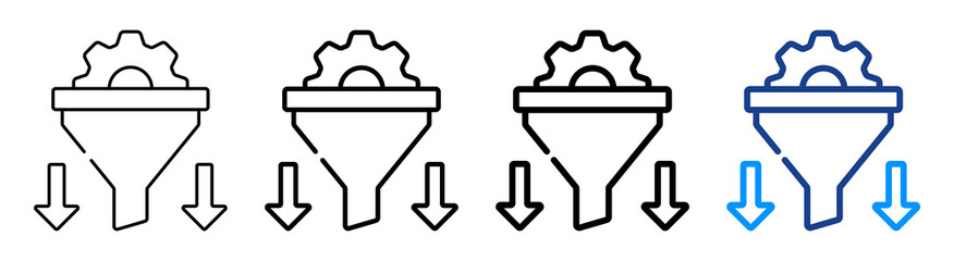 Filtering Icon Multiple Outline Collection Set