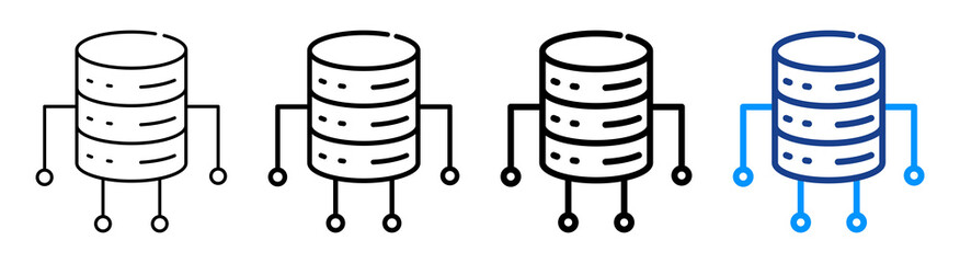 Big Data Icon Multiple Outline Collection Set