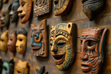 Fototapeta premium Elegant Wall Decor Featuring a Blend of Cultural Motifs for Home Styling