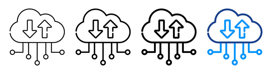 Cloud Data Icon Multiple Outline Collection Set