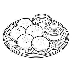 idli illustration vector style colouring page line art 