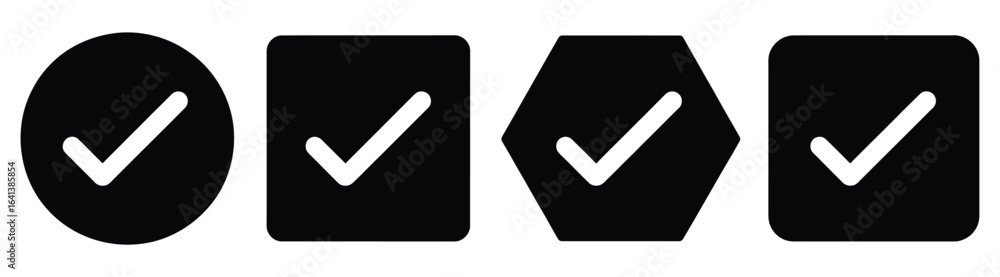 Poster vector art of check mark icon set isolated on white background a collection of symbols for approval,