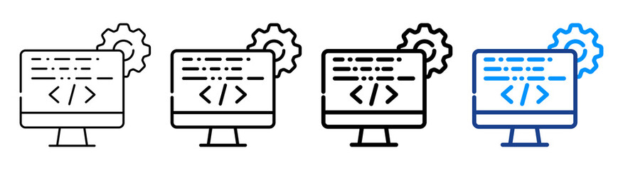 Programming Icon Multiple Outline Collection Set