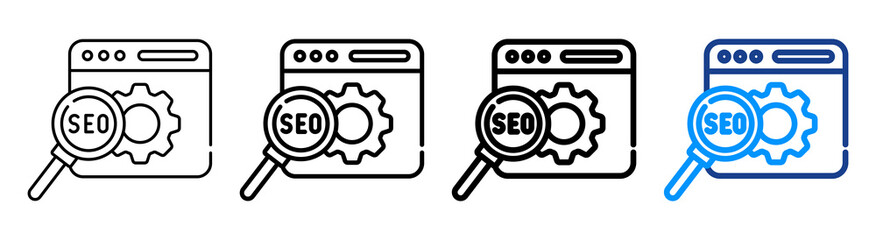 Seo And Web Icon Multiple Outline Collection Set