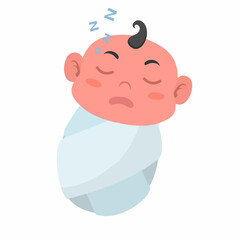 vector illustration of a sleeping baby boy on a white background