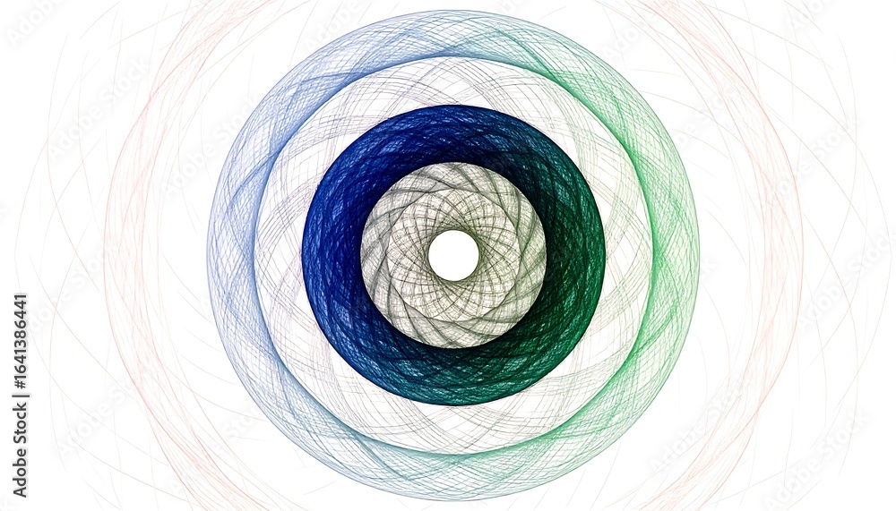 Poster intricate concentric circles with radiating lines.