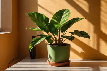 Lush green plant with variegated leaves in a pot potted plant green leaves