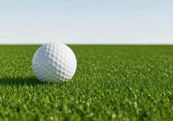 Obraz premium golf ball on tee, golf ball on horizon of artificial turf isolated on white