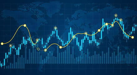 Financial growth chart showing global market trends for business analytics and investment success