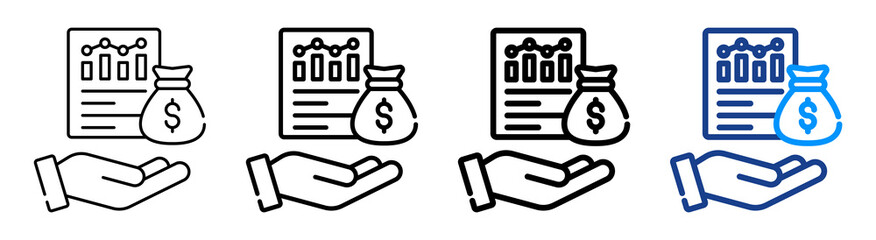 Costs Icon Multiple Outline Collection Set