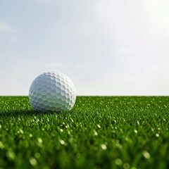 Obraz premium golf ball in grass, golf ball on horizon of artificial turf isolated on white