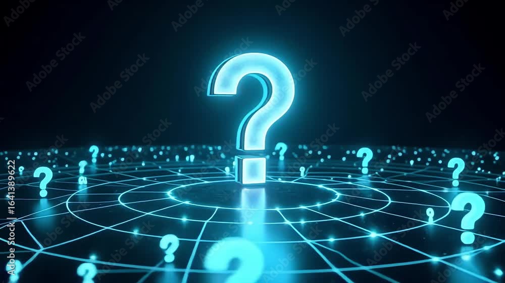 Poster question mark background abstract digital technology future network connection blue light