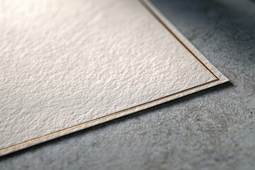 Cream textured paper with gold border on a textured gray surface. Use it for invitation, greeting, or artistic design background needs.