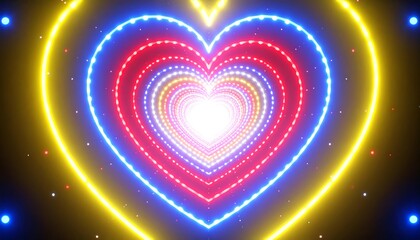 Colorful heart tunnel of light