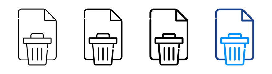Delete File Icon Multiple Outline Collection Set