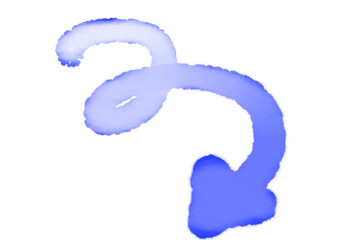 シンプルな手描き曲線の矢印イラスト・単品・透けた・下向き・下降・ペン画・ラインマーカー・水彩風