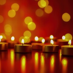 Festival of lights candles on gold to red gradient background