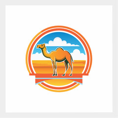 Elegant Camel Emblem Design: A Majestic Symbol of Desert Adventure and Travel