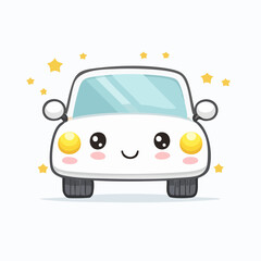 Adorable Animated Automobile: A Delightful Cartoon Car with Starry Background