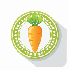 Illustration of a carrot emblem with green border and white background design