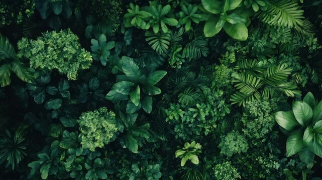 Lush green foliage wall background