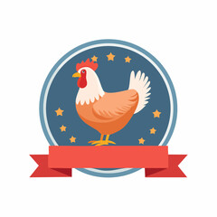 Elegant chicken illustration with decorative elements for branding or marketing materials