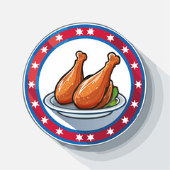 American themed fried chicken drumsticks illustration with stars and stripes design