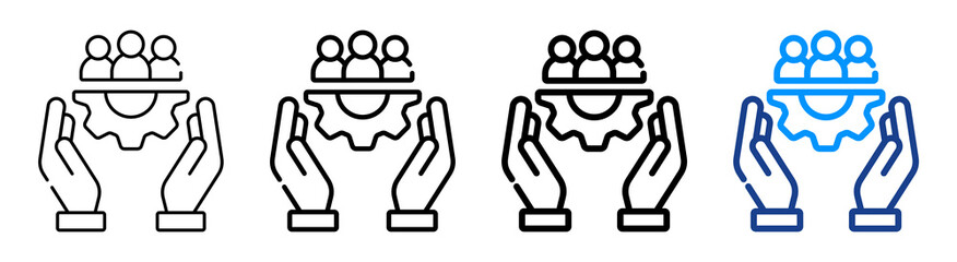 Human Resources Icon Multiple Outline Collection Set